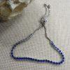 Bracelet bolo zirconia bleu, réglage perle coulissante, bijoux Femme