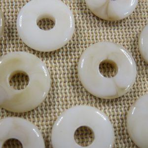 Perles rondelle marbré beige 15mm en acrylique – lot de 10