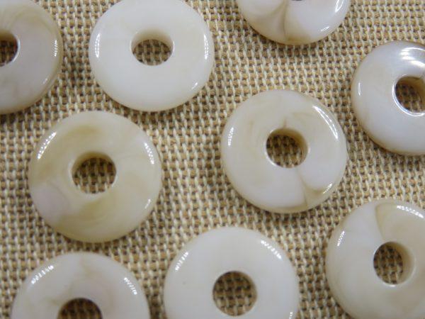 Perles rondelle marbré beige 15mm en acrylique