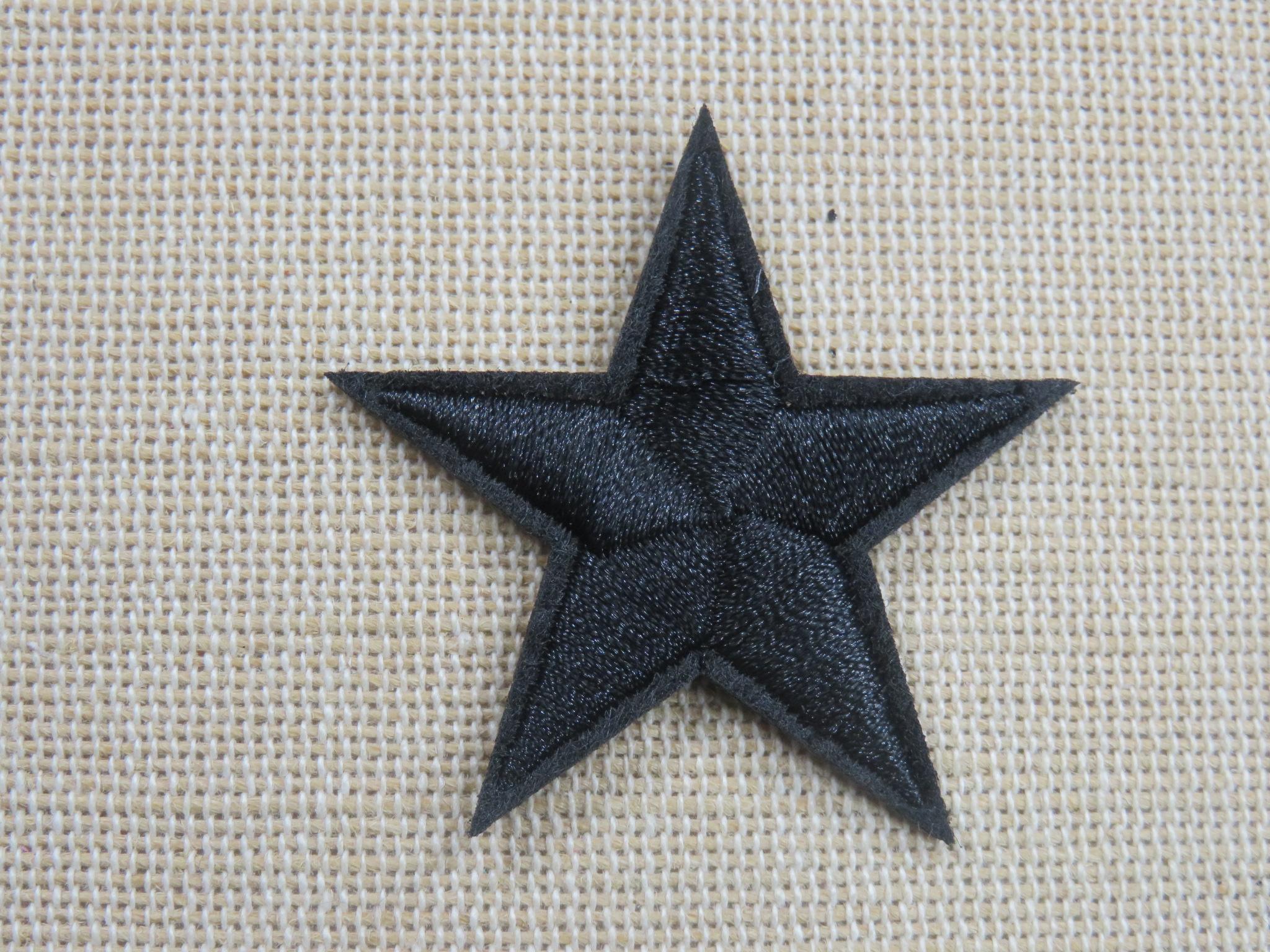 Patch étoile noir thermocollant 42mm - écusson textile à repasser - ArtKen6L