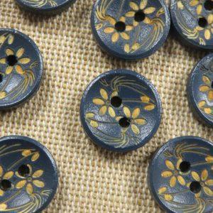 Boutons en bois fleur gravé 15mm bouton de couture – lot de 8