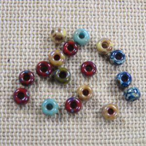 perles bohème rond-plat en verre multicolore 4mm – lot de 15