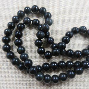Perles Obsidienne 6mm noir ronde – lot de 10 pierre de gemme A