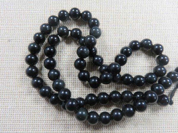 Perles Obsidienne 6mm noir ronde - lot de 10 pierre de gemme A