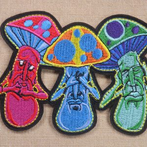 Ecusson champignon goa psychédélique thermocollant – grand patch vêtement festival