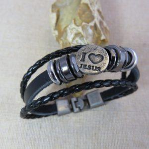 Bracelet chrétien I love Jésus – bijoux cadeaux mixte Femme et Homme