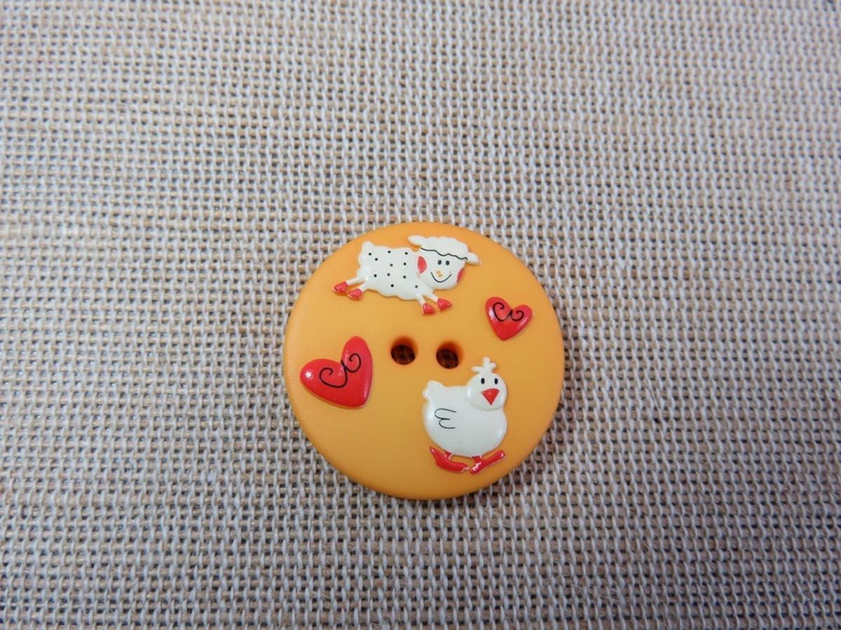 Bouton mouton poule, bouton de couture, bouton cœur, bouton de 25mm, bouton UnionKnopf, bouton layette, bouton enfants