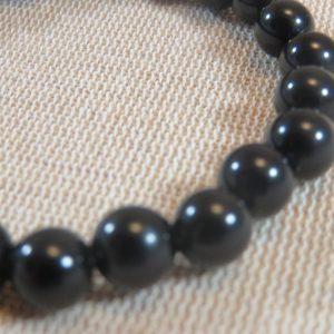 Bracelet obsidienne noire 8mm, bijoux mixte, cadeaux pour Femme ou Homme