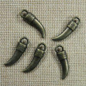 Pendentifs corne bronze 20mm – lot de 5