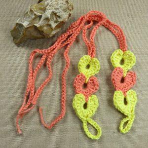 Bijoux de pied cœur jaune corail au crochet – bracelet cheville fille
