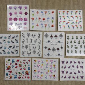 Stickers d’ongle Nails-Art décalcomanie plume papillon fleur / 10pcs