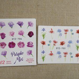 Stickers d’ongle Nails-Art décalcomanie plume papillon fleur / 10pcs