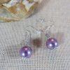 Boucles d'oreille perle violette et métal bijoux femme minimaliste