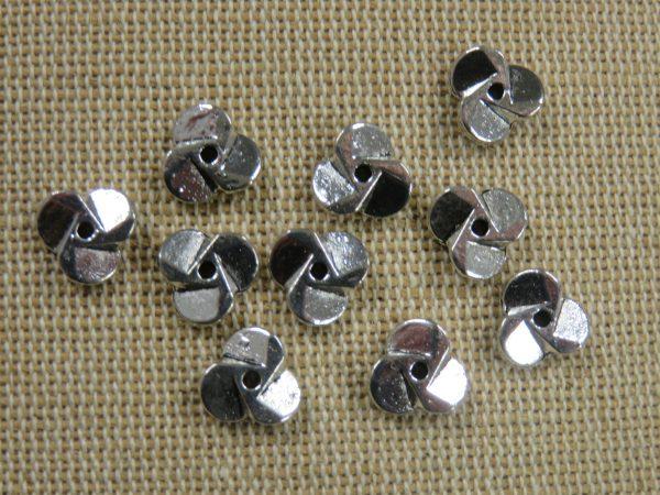 Perles métal hélice argenté 9mm
