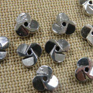 Perles métal hélice argenté 9mm – lot de 10