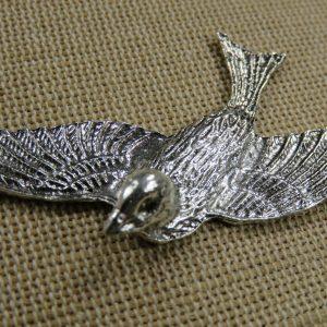 Pendentif oiseau argenté 73x35mm en métal – breloque animaux