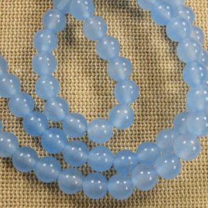 Perles calcédoine bleu 6mm ronde – lot de 10 pierre de gemme