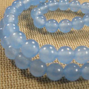 Perles calcédoine bleu 6mm ronde – lot de 10 pierre de gemme