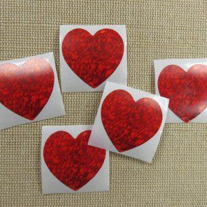 Étiquettes cœur rouge autocollante 25mm – lot de 25