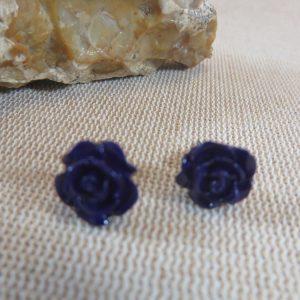 Puces d’oreille fleur violette bijoux femme