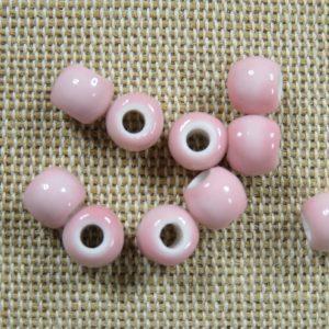 Perles céramique rose 6mm – lot de 10