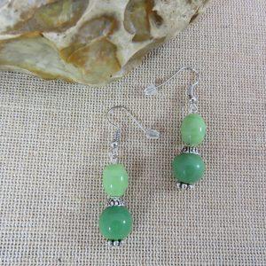 Boucles d’oreille bohème nature bijoux perles verte – bijoux femme