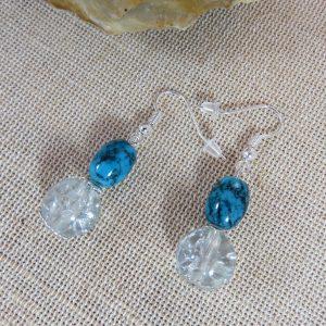 Boucles d’oreille ovale bleu turquoise – bijoux femme