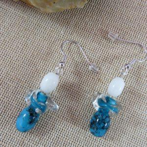 Boucles d’oreille ange bleu turquoise – bijoux femme