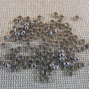 Perles à écraser argenté 3mm en métal – lot de 50