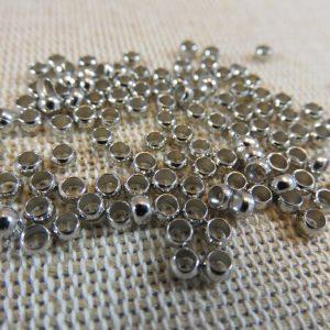 Perles à écraser argenté 3mm en métal – lot de 50