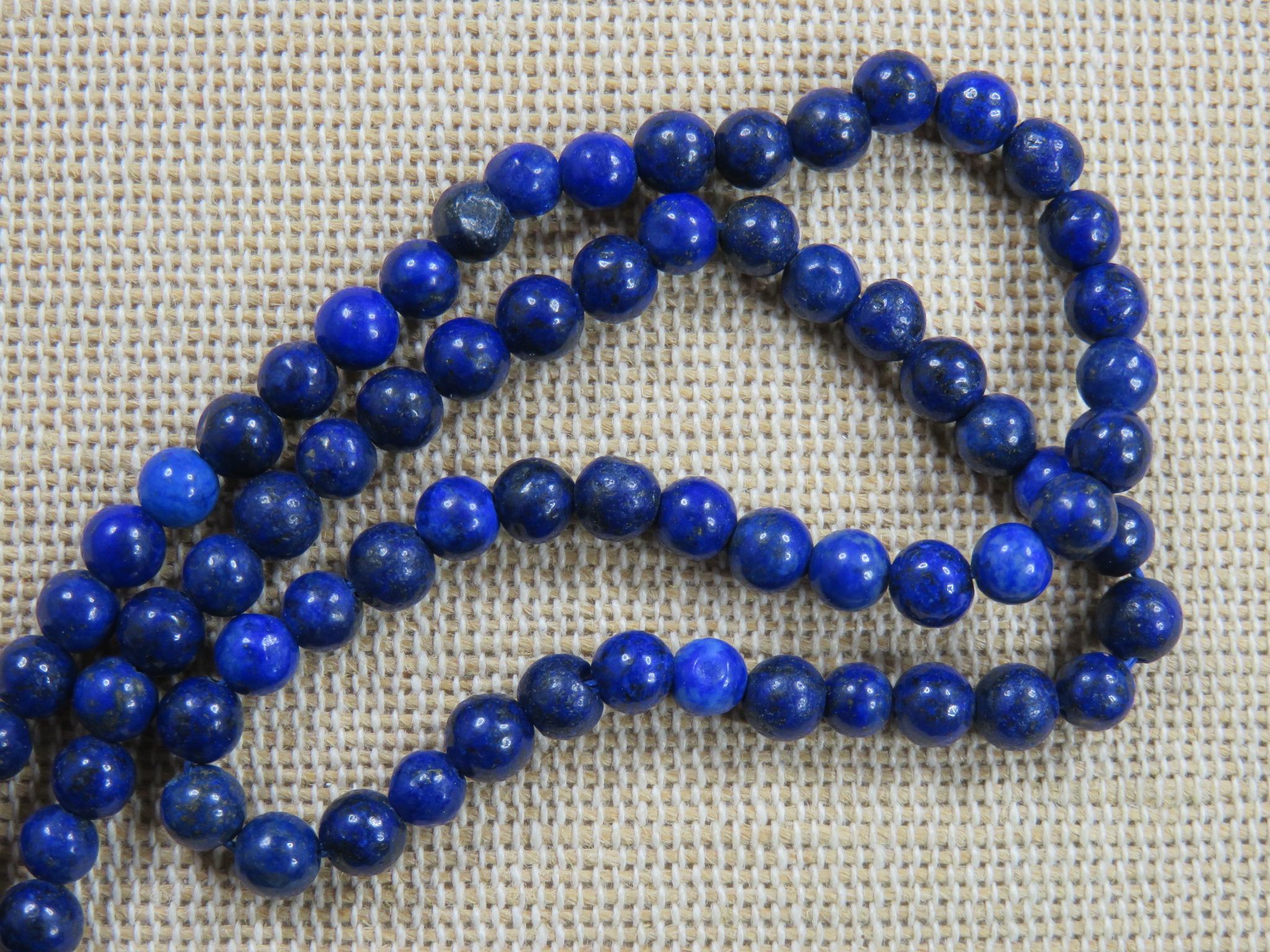 Perles Lapis lazuli 4mm ronde bleu - lot de 10 Pierre de gemme