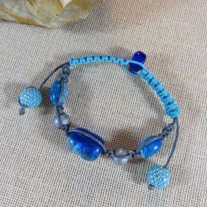 Bracelet shamballa bleu, bijoux adolescent et adulte