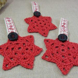 décoration de Noël étoile rouge au crochet ornement de sapin