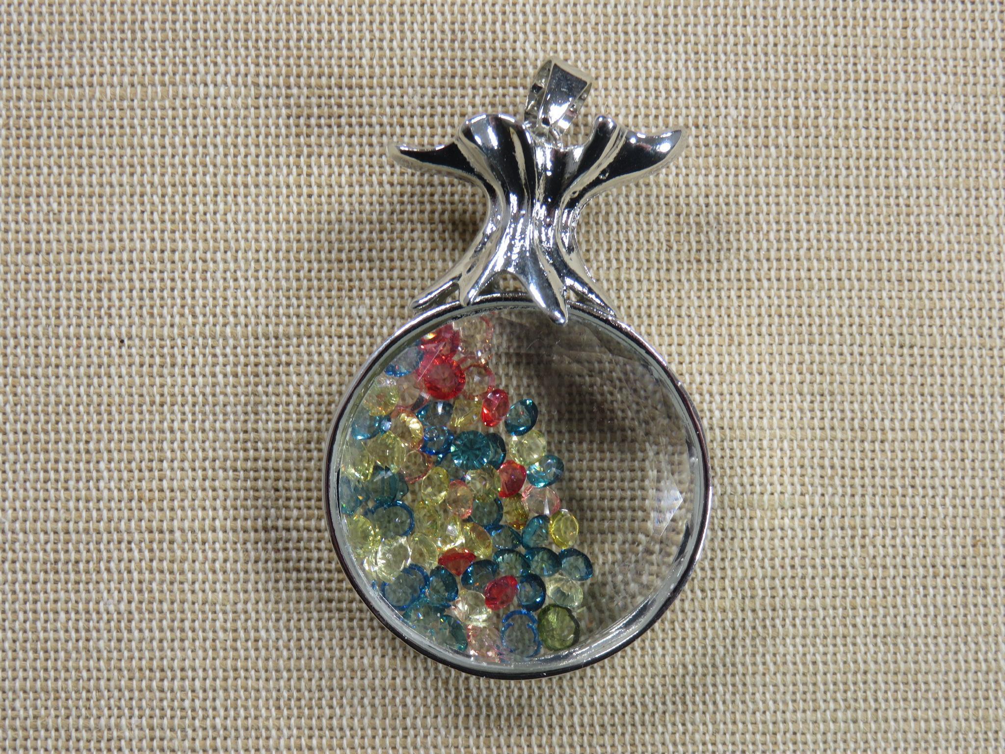 Pendentif fleur perle flottante multicolore 62mm
