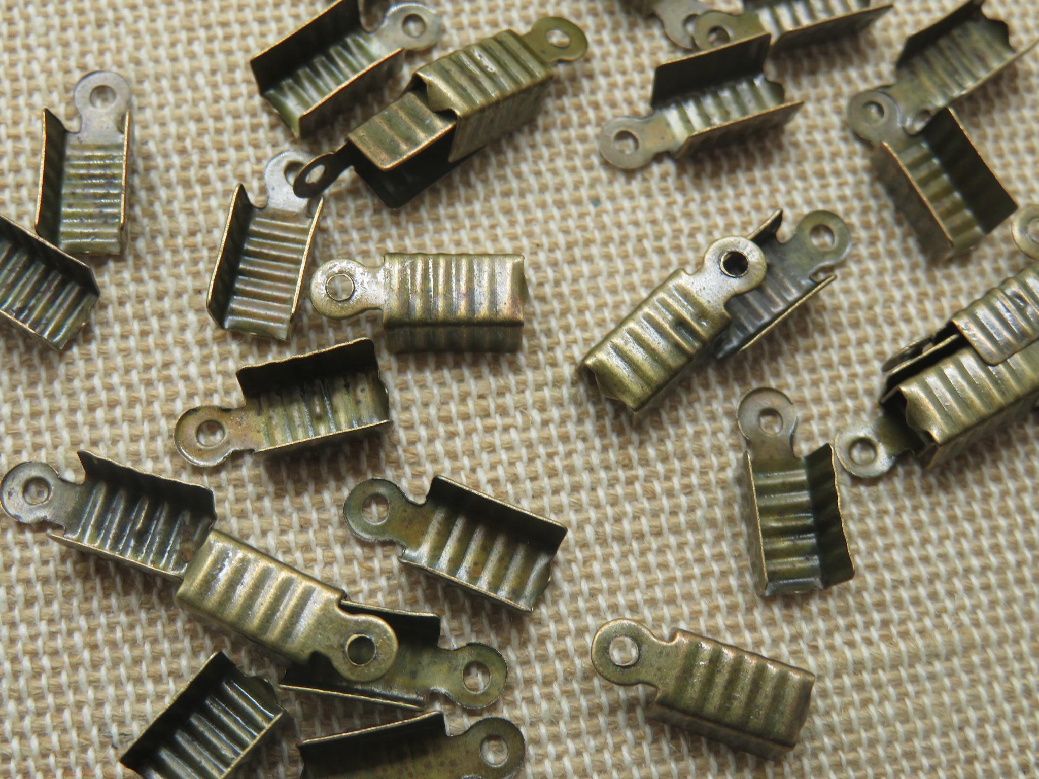 Caches Nœuds en métal bronze, caches noeud 12x5mm, apprêt pour bijoux, embouts de serrage