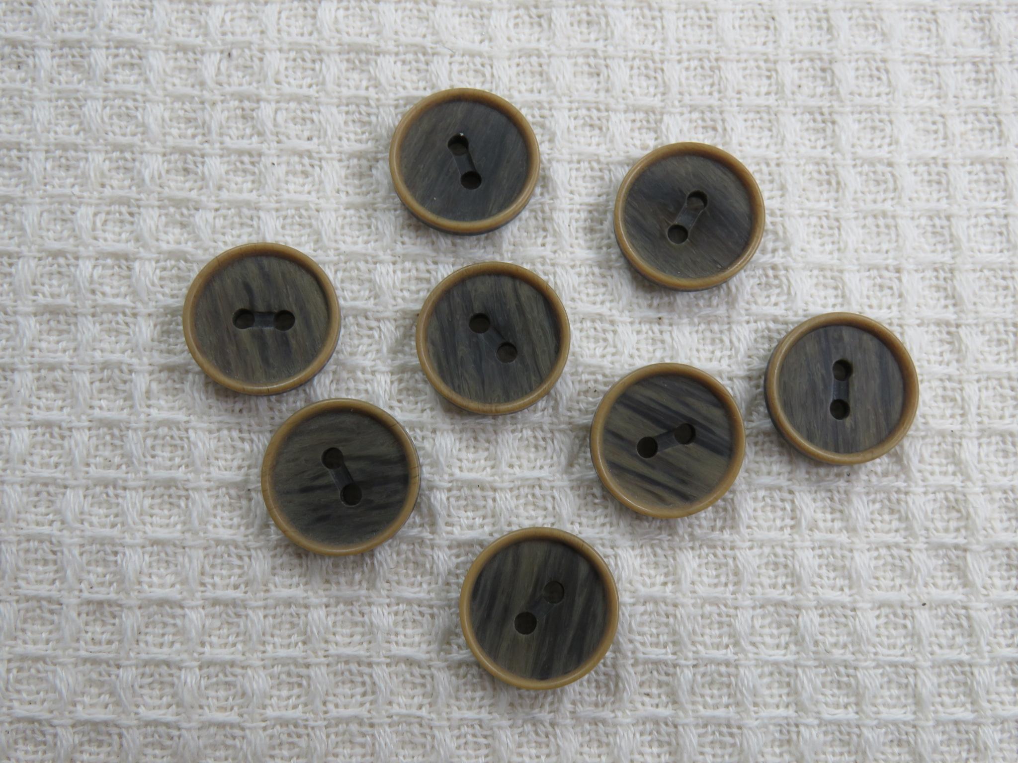 Boutons effet bois foncé résine 15mm rond - lot de boutons de couture