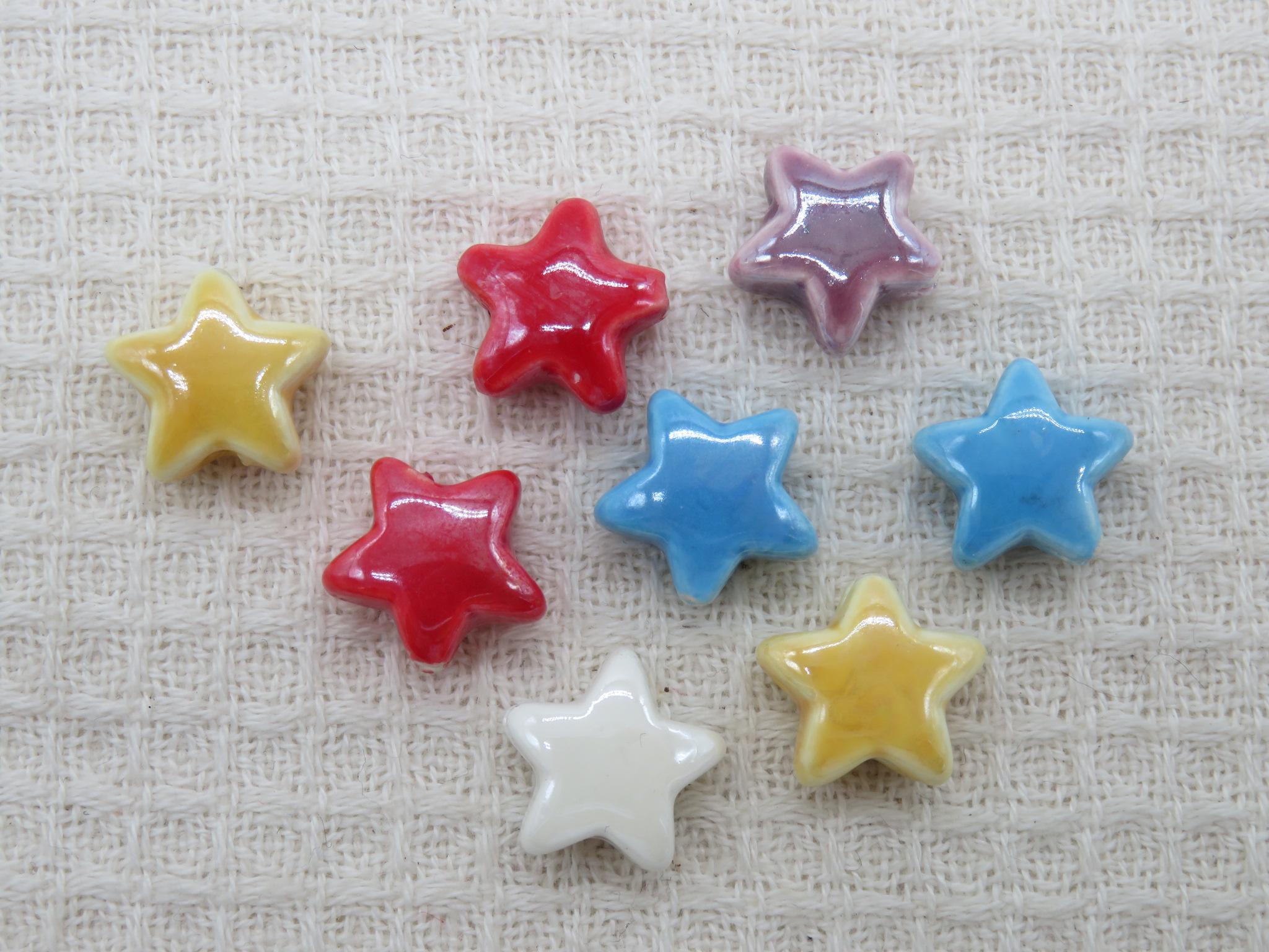 Perles étoile céramique multicolore 15mm