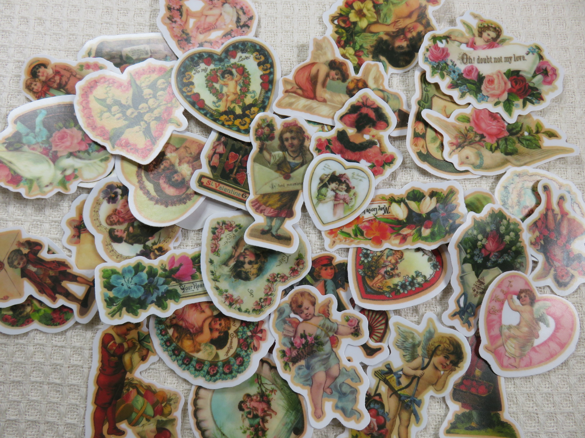 Stickers scrapbooking ange message fleurs effet vintage