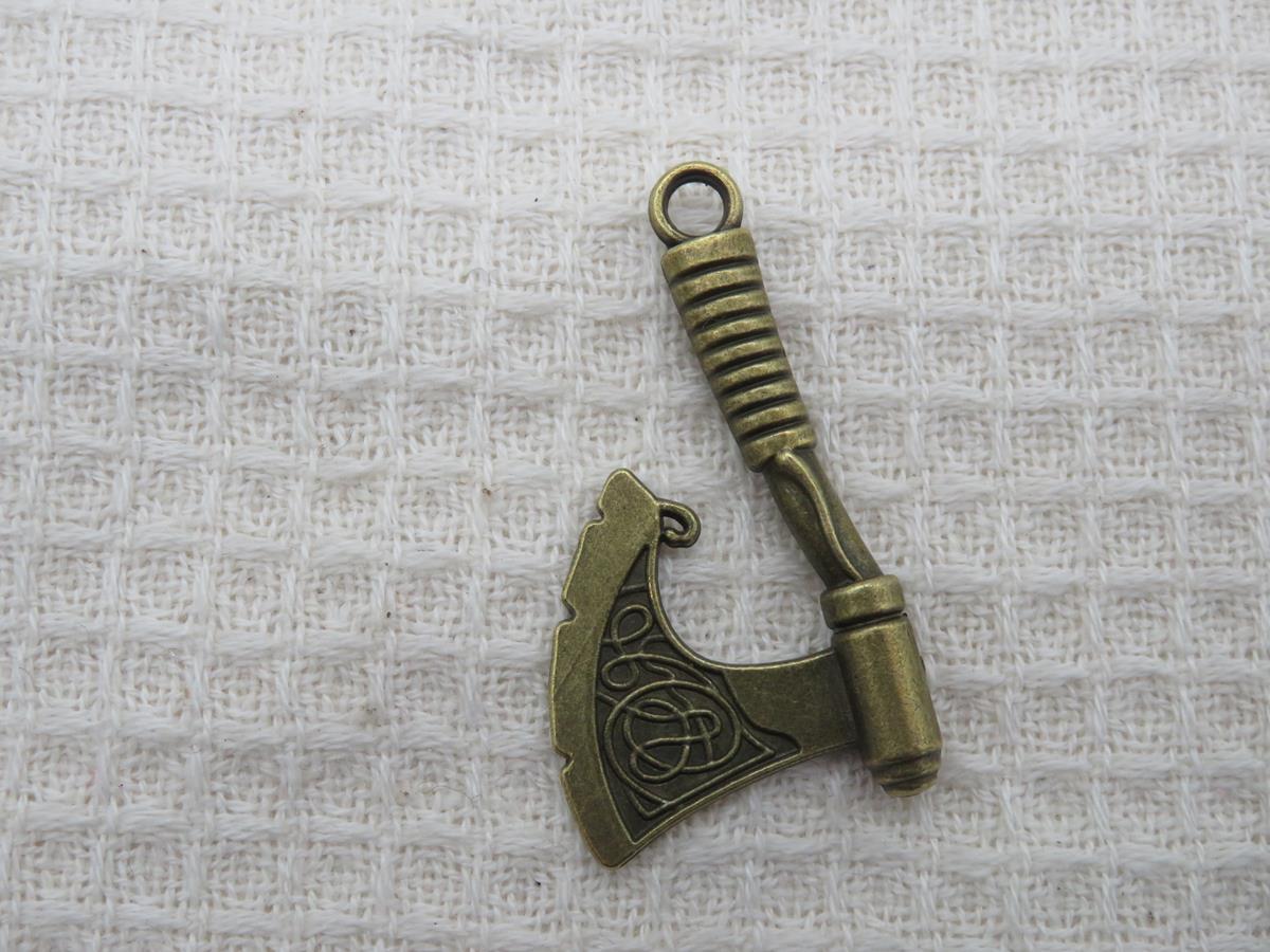 Pendentif hache viking bronze, pendentif en métal, pendentifs de 43mm, fournitures pour bijoux, grand pendentif celtique