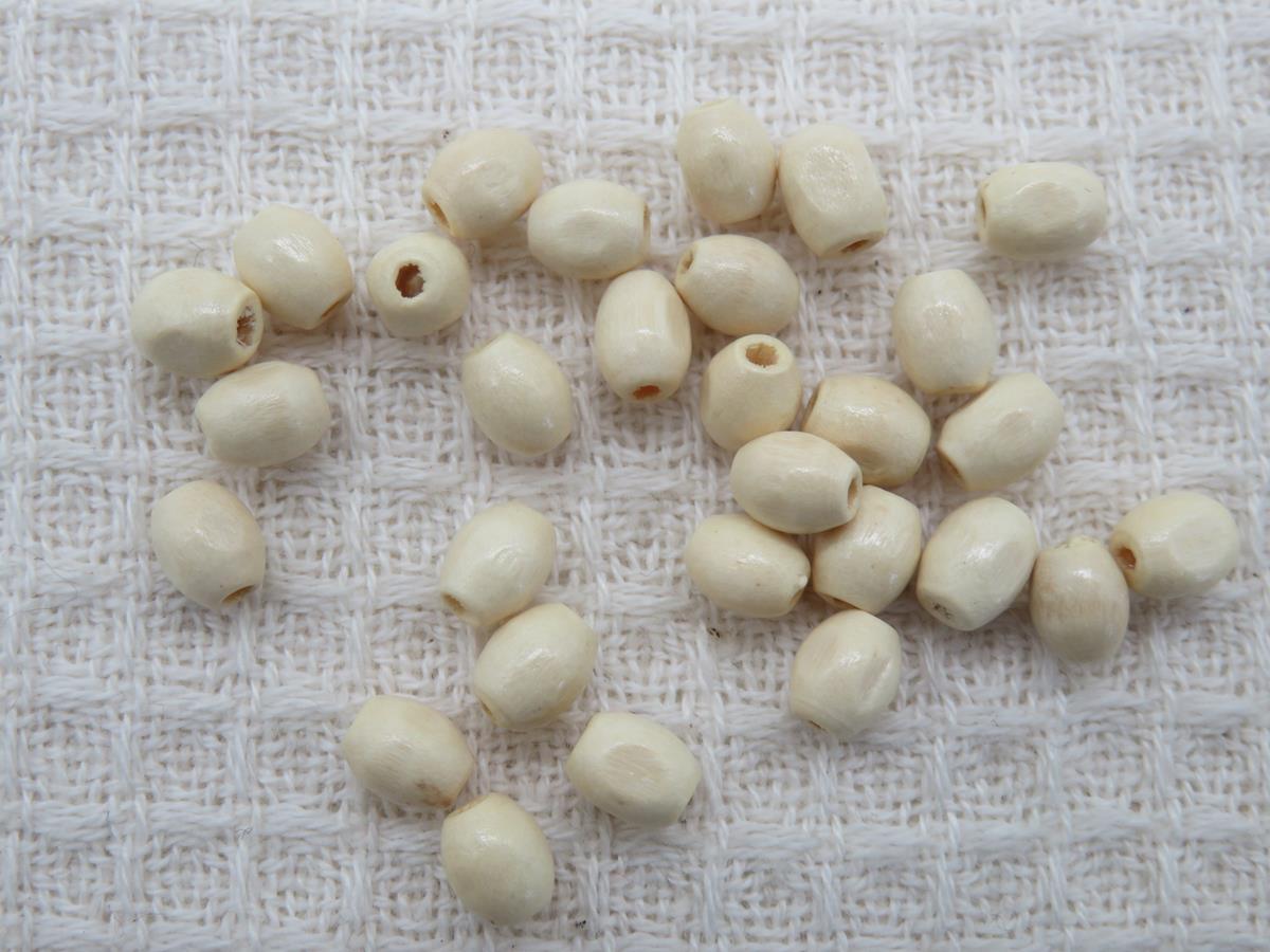 Perles ovale bois beige, lot de perles, petite perle bois, création bijoux DIY, perles tonneau ethnique, perles pour bijoux
