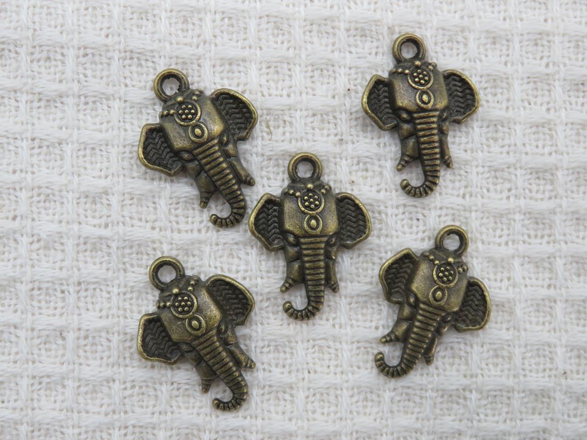 Pendentif éléphant bronze, pendentifs bohème en métal, pendentifs bronze 21mm, breloque éléphant bronze, création bijoux DIY