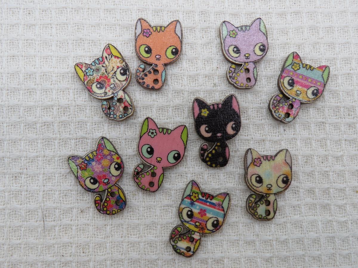 Boutons en bois chat, boutons de couture chat kawaii, bouton de couture fantaisie, boutons customisation, boutons scrapbooking, boutons décoration