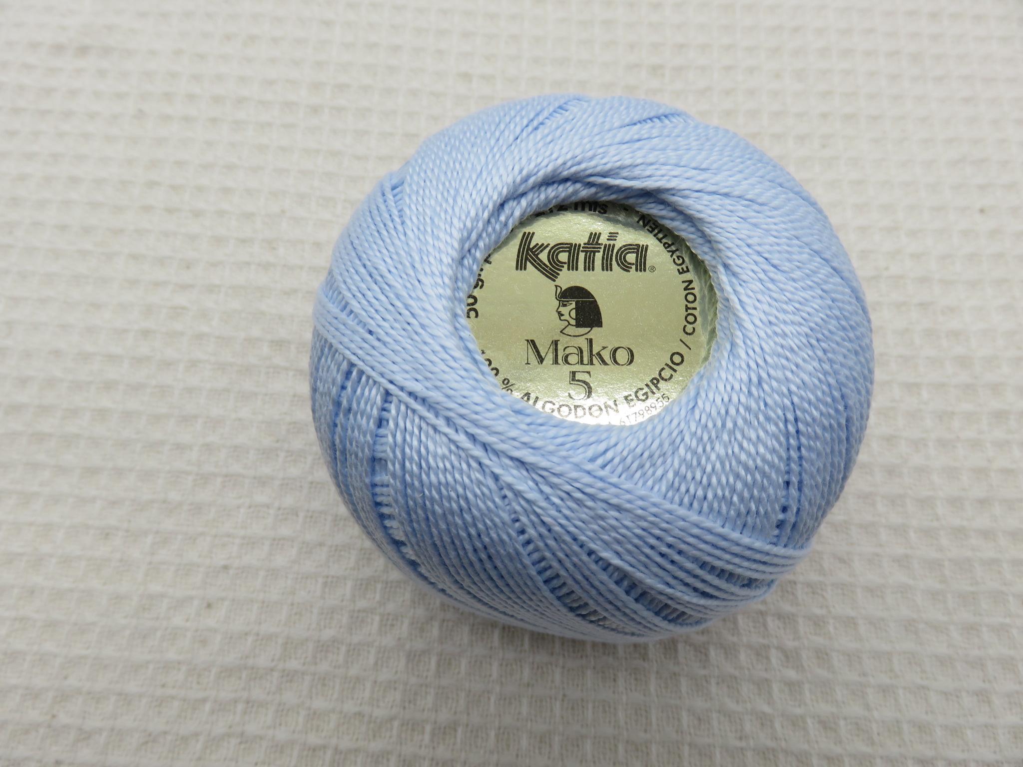 Coton d'Egypte bleu Katia Mako 5 pelote fil perlé 100% coton