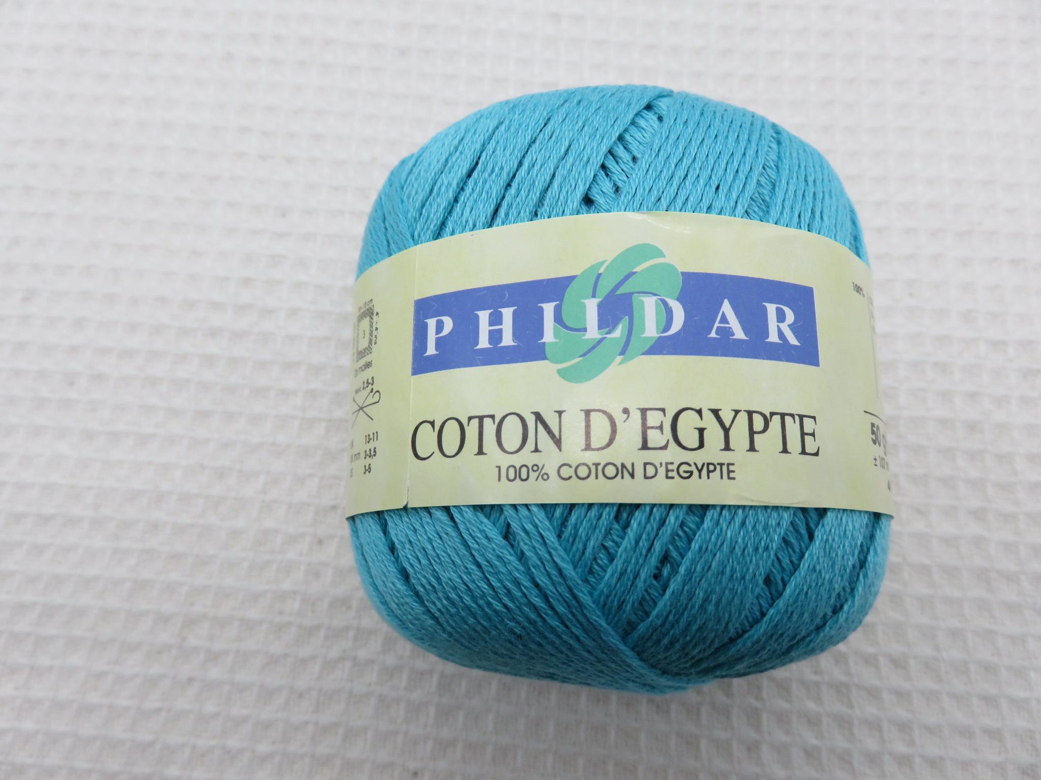 Phildar Coton d'Egypte bleu lagon pelote Fil 100% coton d'Egypte