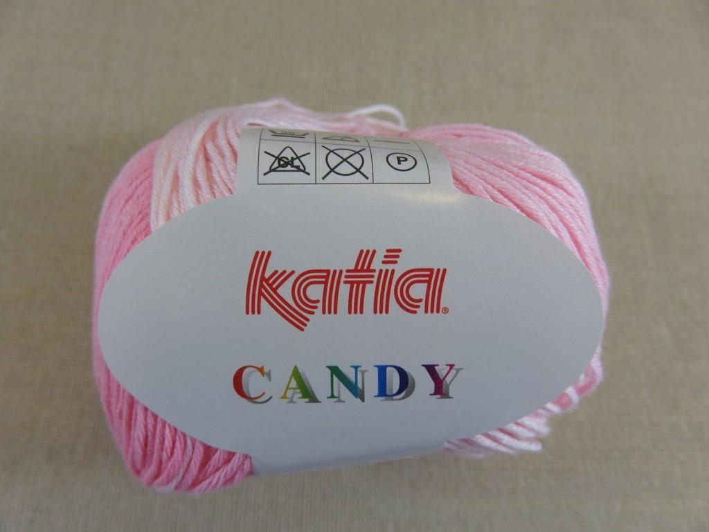 Fil Katia Candy rose blanc pelote coton
