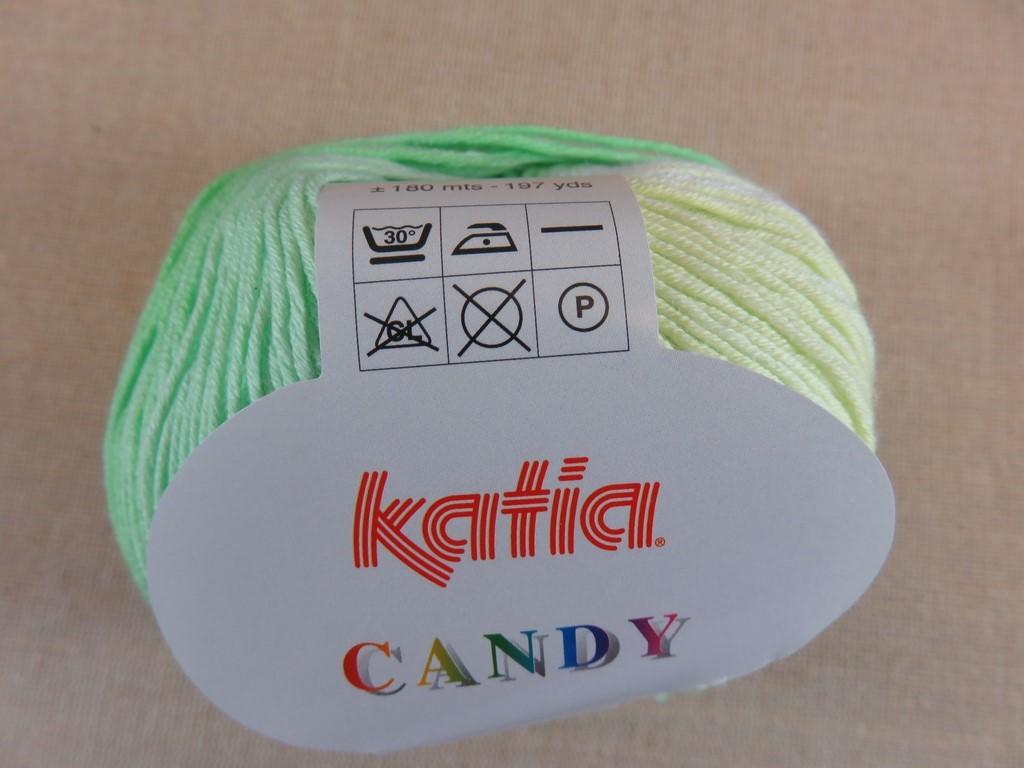 Fil Katia Candy vert jaune blanc pelote coton