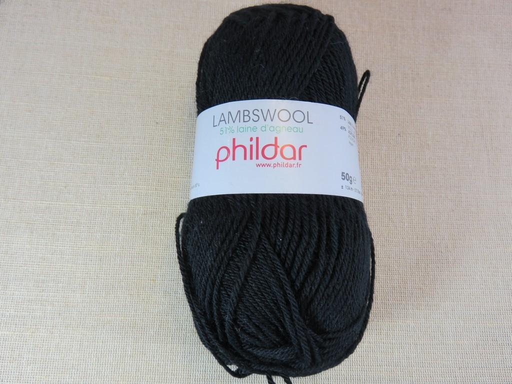 Phildar Lambswool noir pelote laine d'agneau acrylique