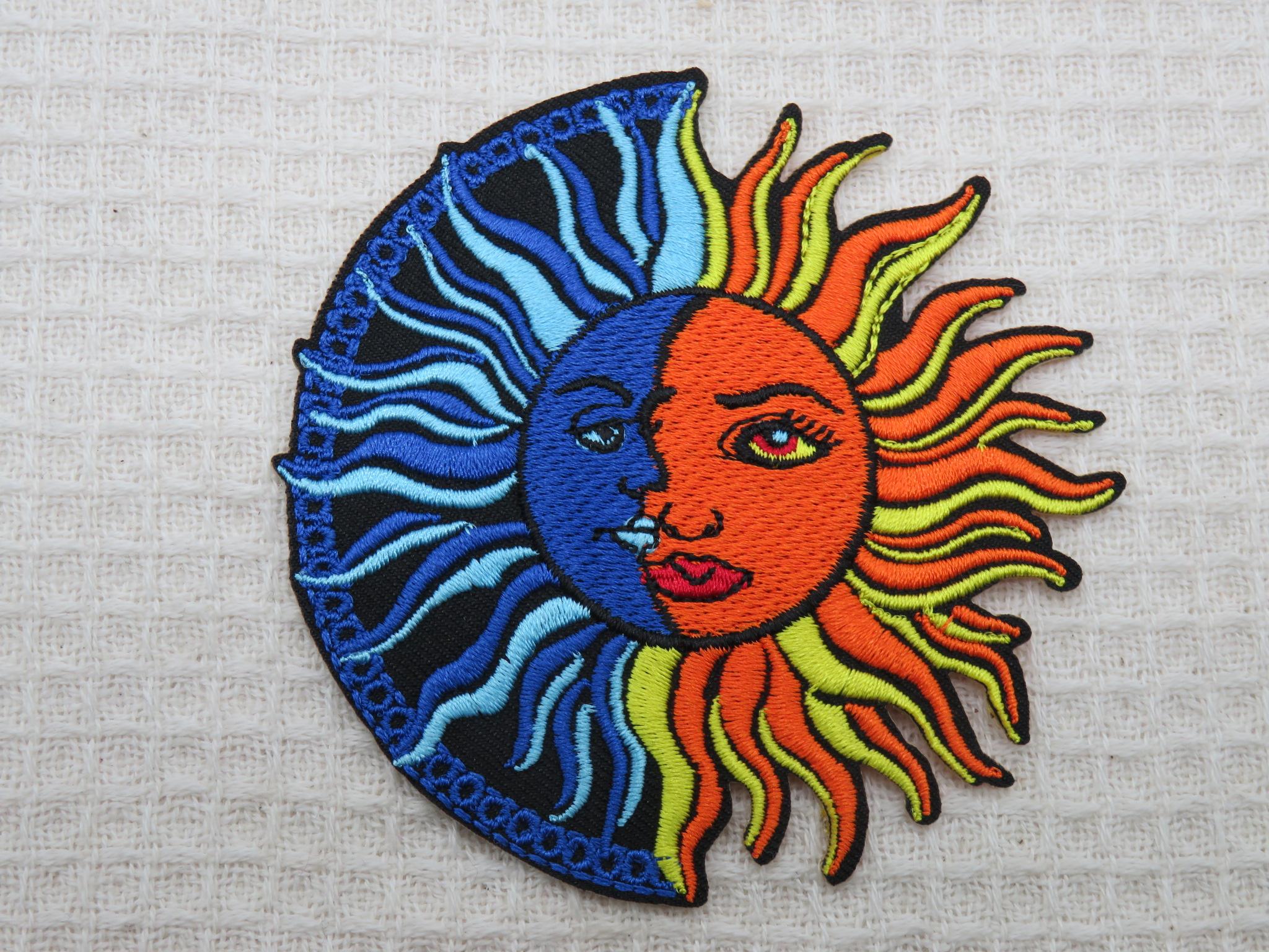 Grand écusson soleil lune thermocollant patch astral
