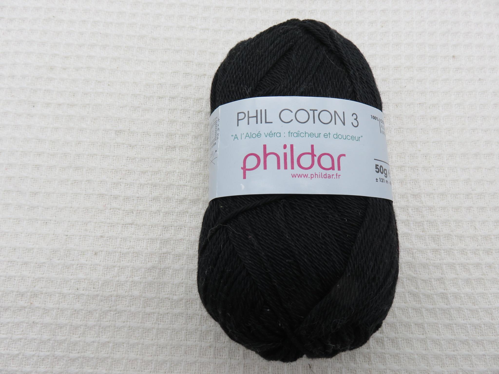 Pelote Phil coton 3 noir Phildar
