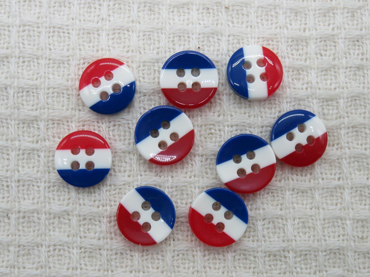 Boutons drapeau France, boutons bleu blanc rouge, boutons de couture, lot de boutons, boutons rond 11mm, boutons layette
